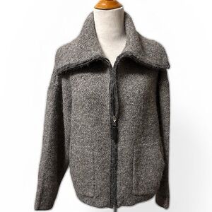 Cyrus Women's Charcoal Bomber Style Sweater Jacket, new